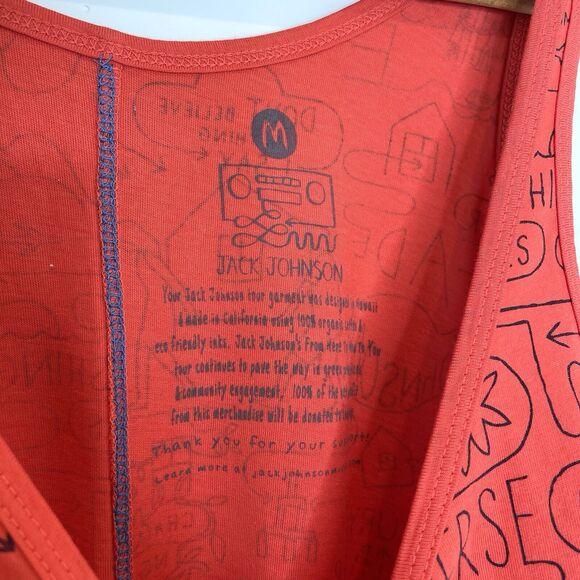 Jack Johnson Tank Top Organic Cotton Womens Medium Red Pocket Line Drawing Print - Picture 3 of 4